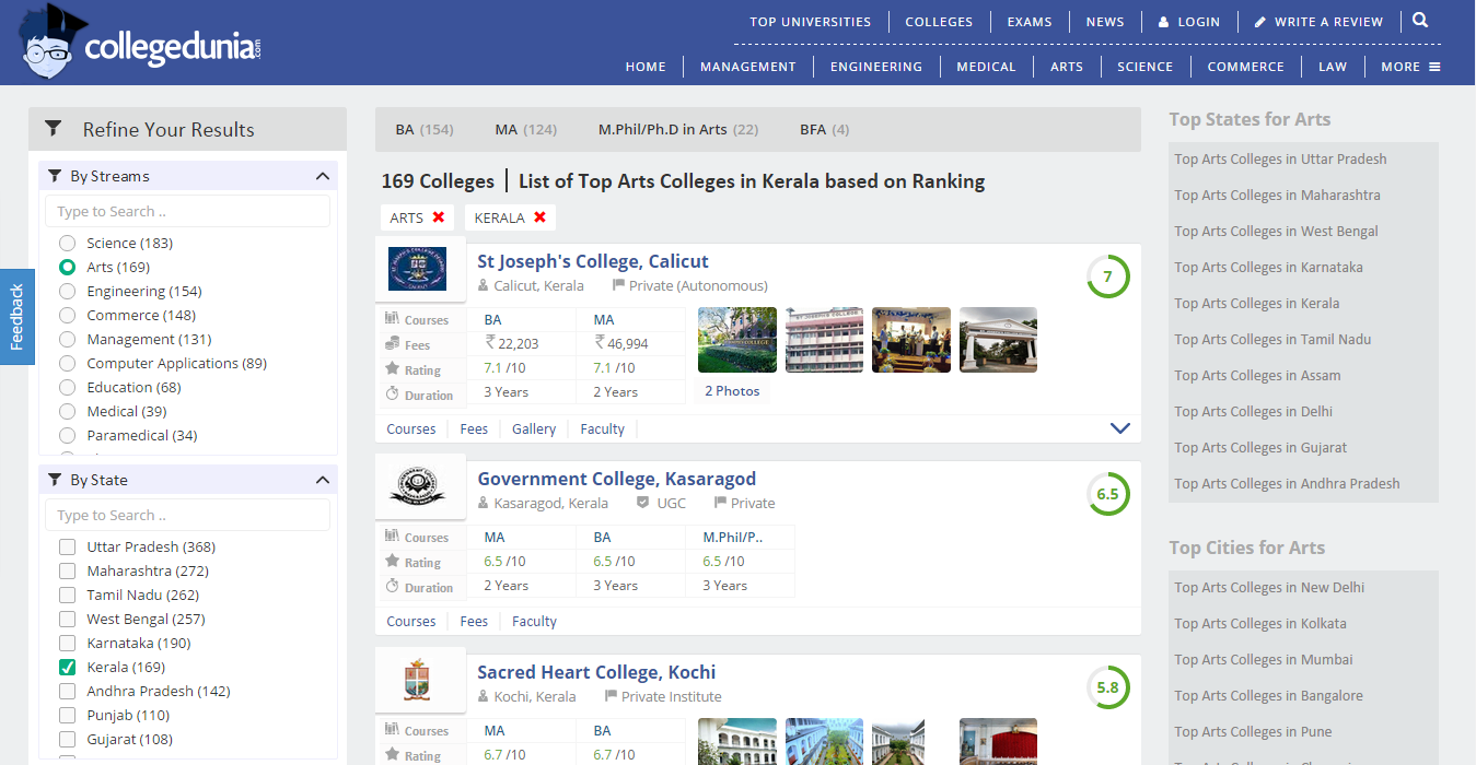 Arts Colleges in Kerala
